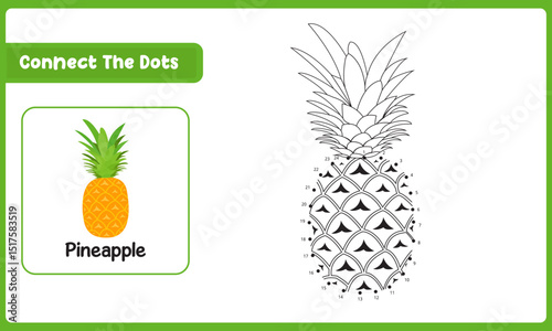 Connect The Dots Pineapple. Dot To Dot Educational Game. Vector Illustration