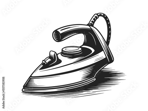 Vintage style iron illustration black and white