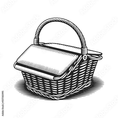 Classic vintage style picnic basket illustration