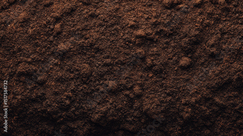 Soil texture with dark brown color and fine particles, showing natural and organic surface