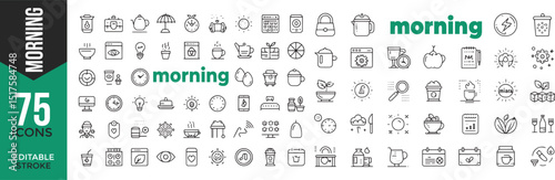 Morning Routine Icons – Editable Stroke Set

