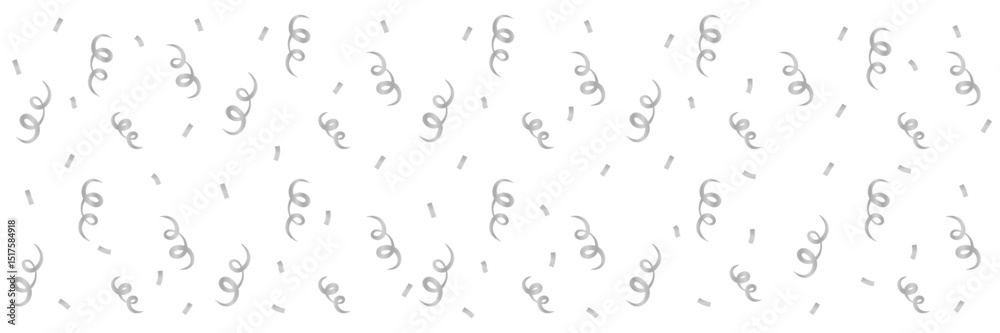 Silver confetti and streamers seamless pattern. Party celebration and festive decoration concept Silver confetti and streamers seamless pattern. Party celebration and festive decoration concept