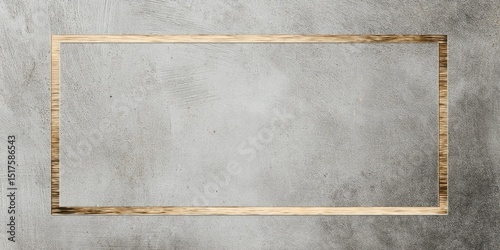 Light gray concrete surface with a light beige wood framed rectangle