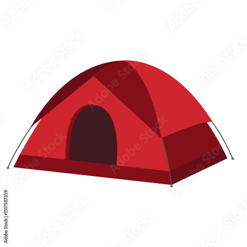 Red tourist camping tent icon isolated on white background.