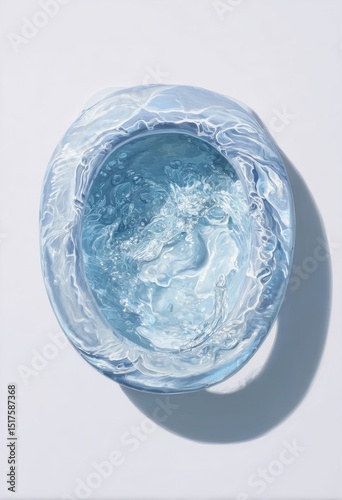 Light-blue, rounded bowl, swirling interior, abstract waves