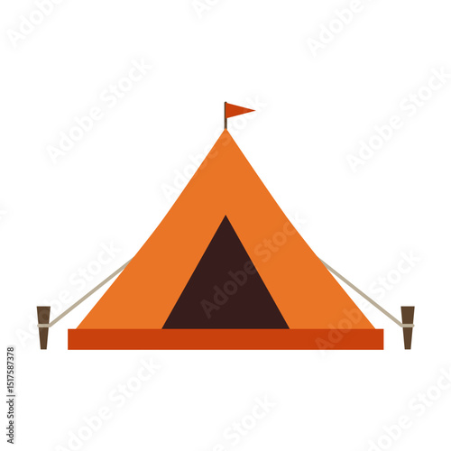 Green tourist camping tent icon isolated on white background.