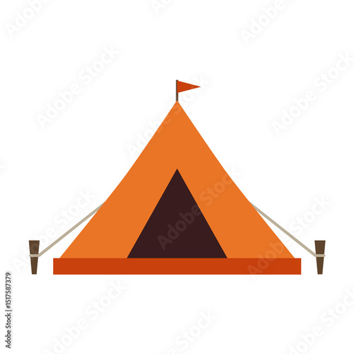 Green tourist camping tent icon isolated on white background.