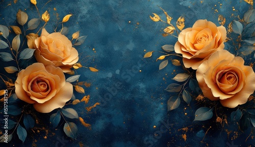Elegant arrangement of  peach roses on a dark background.
