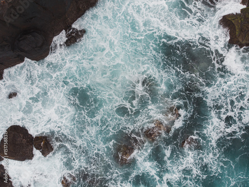 Aerial View of Turquoise Ocean Waves