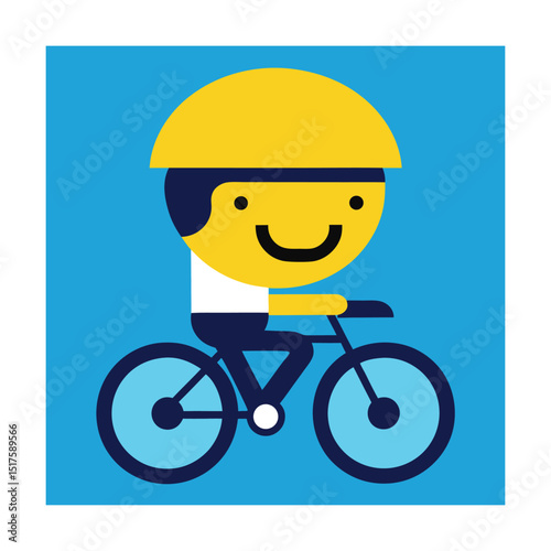 Emoticon Riding Bicycle Wearing Helmet Graphic