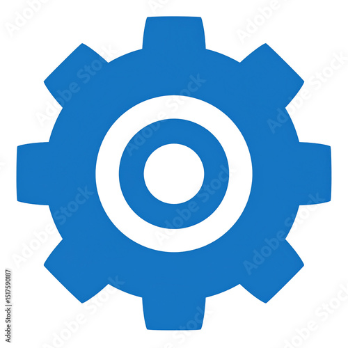 Blue Gear Icon Setting Options Machine Part