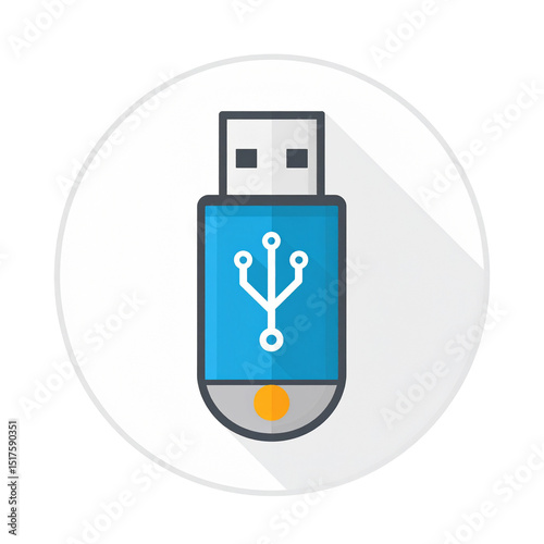 Blue USB Flash Drive Icon Illustration