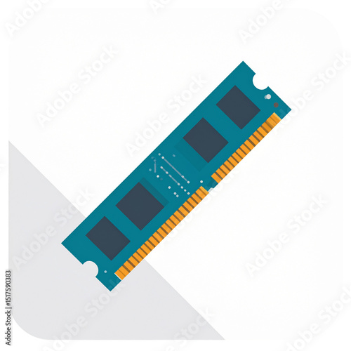 Computer RAM Memory Module Flat Icon Design