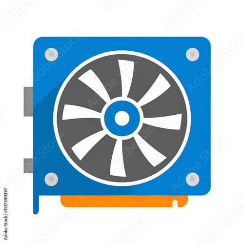 Blue Computer Graphics Card with Cooling Fan