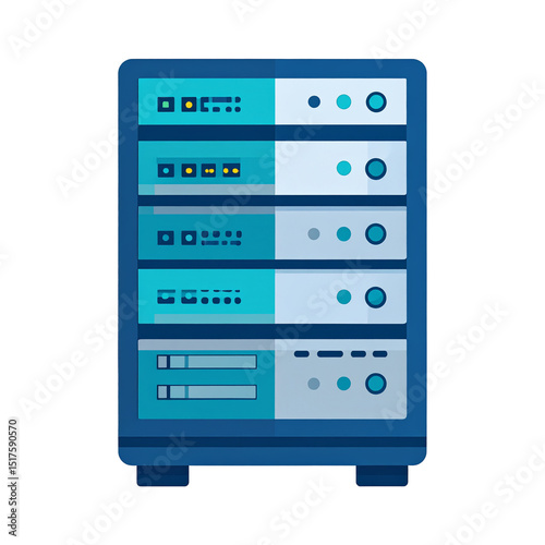 Data Center Server Rack Blue IT Technology Illustration