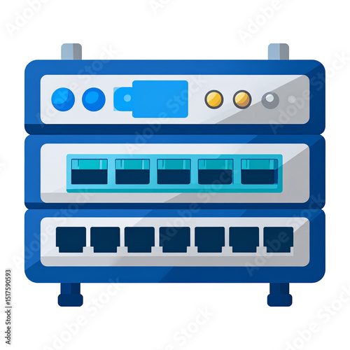 Network Server Rack Illustration Blue Technology
