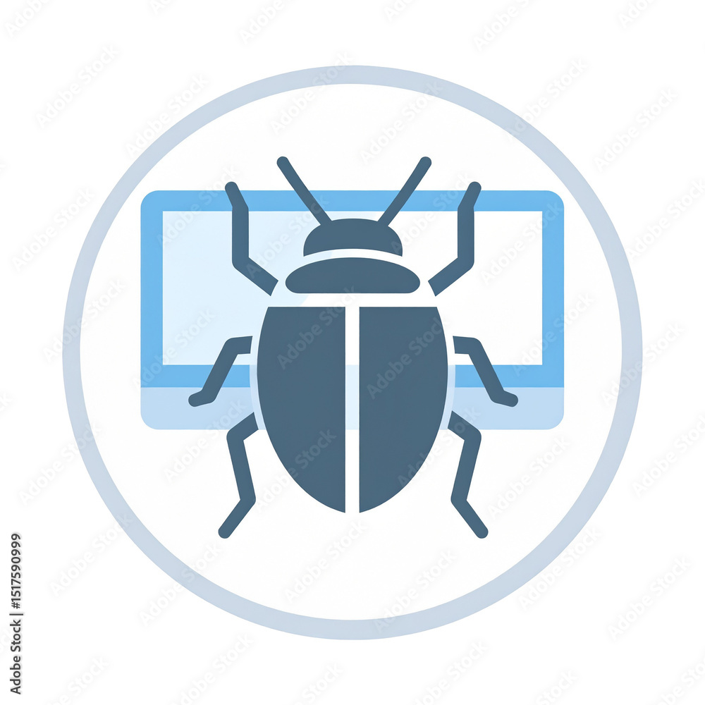 Computer Bug Icon Digital Security System Error Computer Bug Icon Digital Security System Error