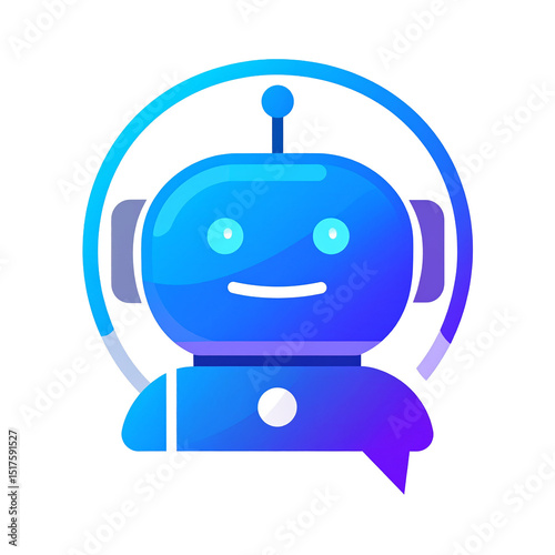 Friendly Blue Robot Chatbot AI Digital Assistant