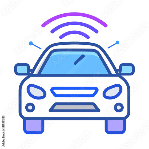 Connected Car Icon Smart Vehicle Wireless Technology