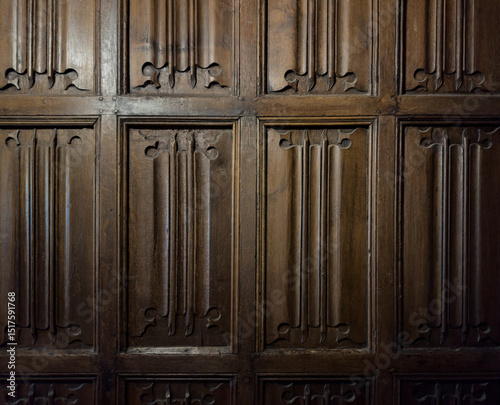 Exquisite Gothic Carved Wooden Paneling from a Historic Interior photo
