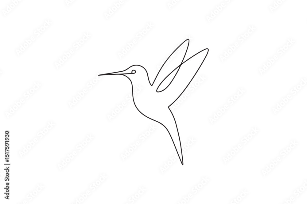 Fototapeta premium Hummingbird bird continuous one line drawing minimalism design