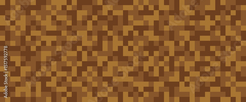 Pixel ground seamless pattern. Pixelart computer block texture. Digital brown ground pattern. Game style squared background. Vector illustration isolated on white background.