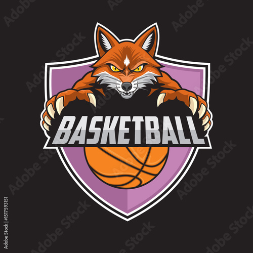 basketball club logo fox vector illustration design