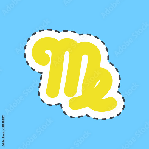 Cutting line sticker virgo. Zodiac horoscope elements.