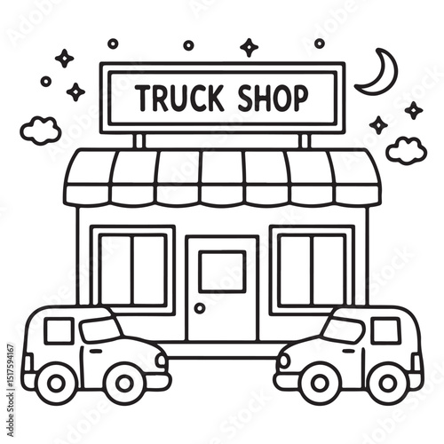 black and white, Cute Storefront Bold & Easy coloring book, Cute Storefront Bold & Easy coloring pages, line art, victor illustration, kawaii, coloring book, coloring pages, digital illustration