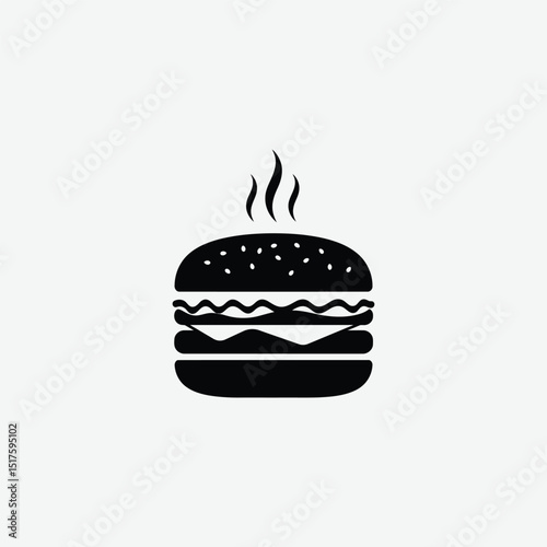 Playful Cartoon Hamburger Illustration – Kid-Friendly Fast Food Clipart in Flat Style
