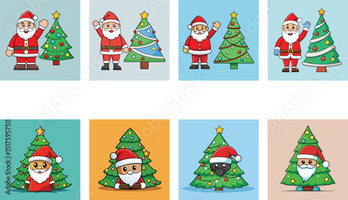 set of christmas elements