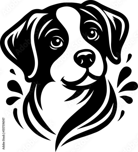 SVG dog, black and white file for printing, cutting