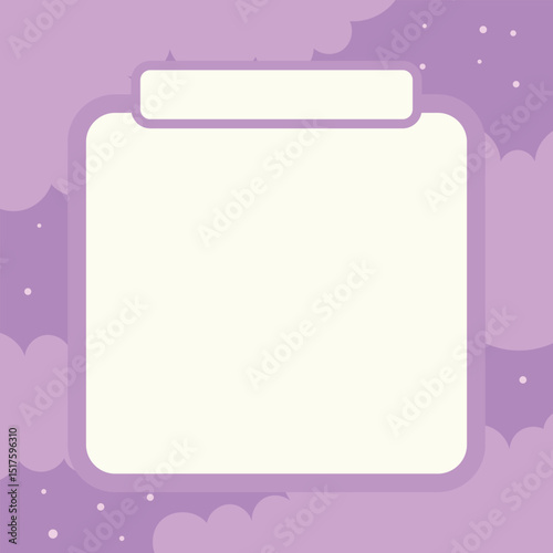 Cute kawaii purple colored memo pad and notepad poster style background