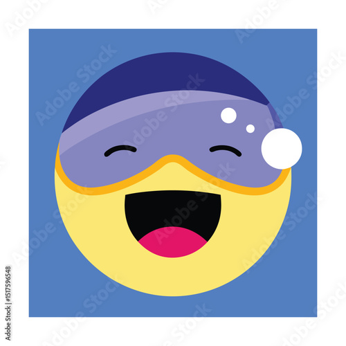 Sleepy Emoticon Yawning with Sleep Mask Design