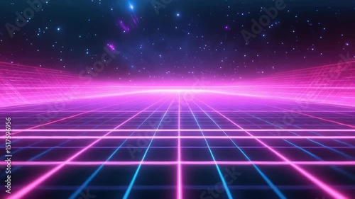 Wallpaper Mural Neon Grid Retro Background Animation Perfect for futuristic and Sci-Fi Projects Torontodigital.ca