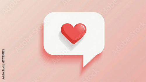 Heart symbol inside a speech bubble on a soft pink background conveying love
