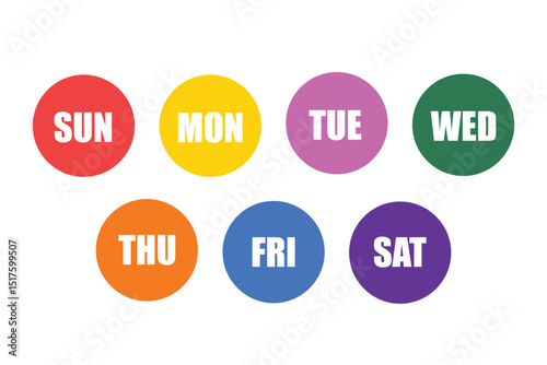 Color-coded circular weekday icons