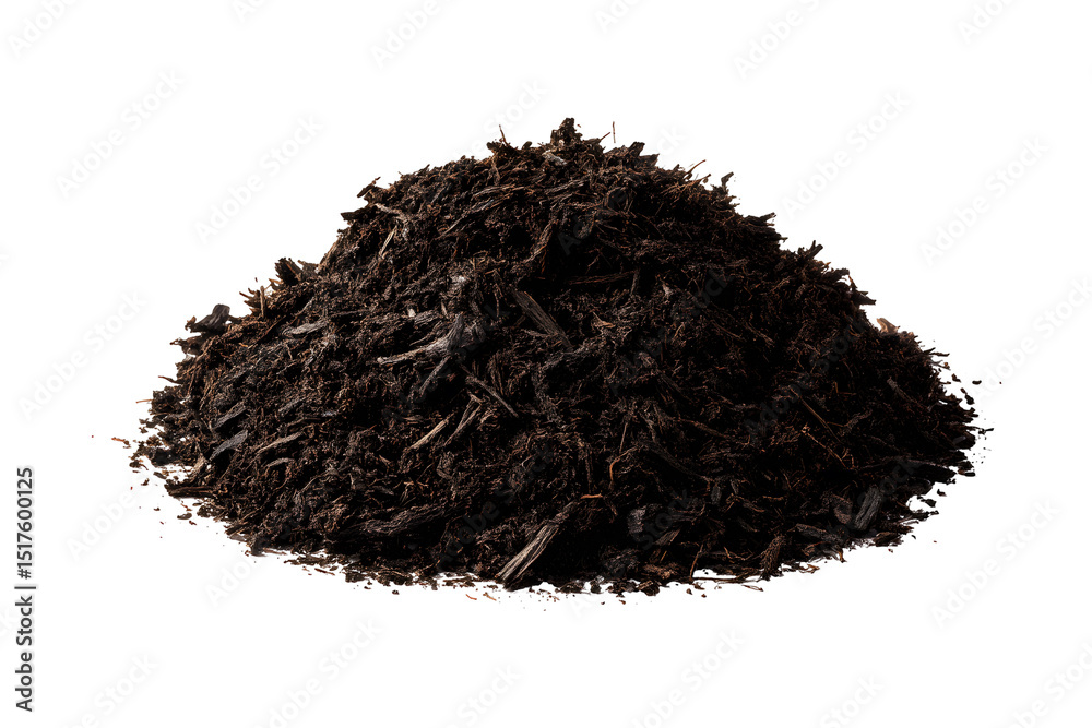 Pile of organic mulch on a transparent background perfect for gardening concepts Pile of organic mulch on a transparent background perfect for gardening concepts