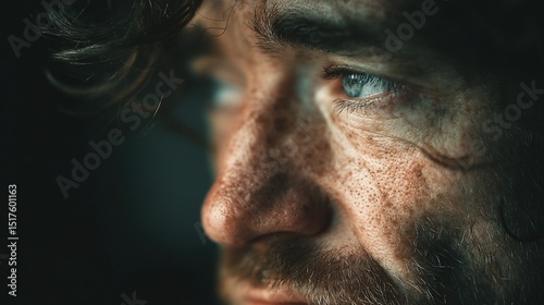 Close-up portrait of a man with freckles