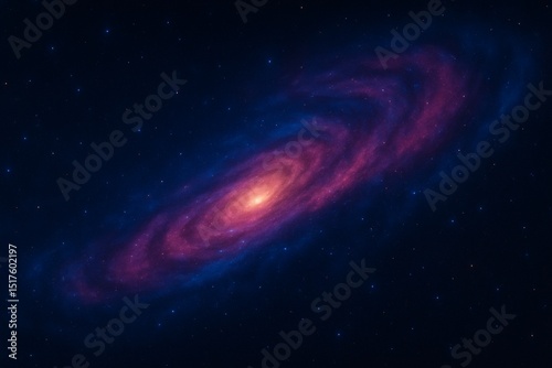 Colorful galaxy swirl with glowing cosmic dust and sparkling stars, deep blues and magentas blending in space
