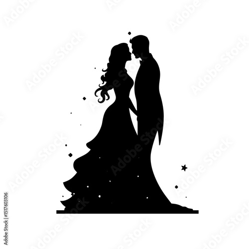 silhouette of bride and groom