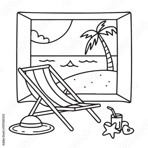 Hand drawn vector illustration, black & white design, Little corner bold & easy coloring book, Little corner bold & easy coloring pages, line art, coloring book, coloring pages, drawing book