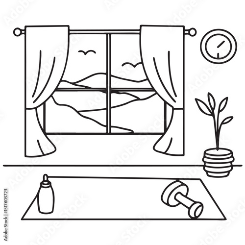 Hand drawn vector illustration, black & white design, Little corner bold & easy coloring book, Little corner bold & easy coloring pages, line art, coloring book, coloring pages, drawing book
