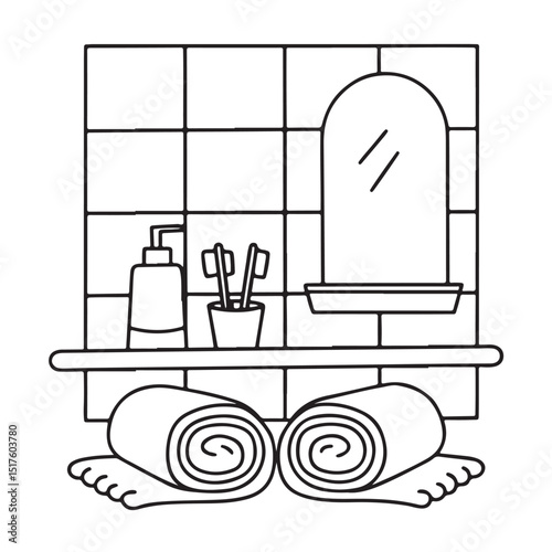Hand drawn vector illustration, black & white design, Little corner bold & easy coloring book, Little corner bold & easy coloring pages, line art, coloring book, coloring pages, drawing book