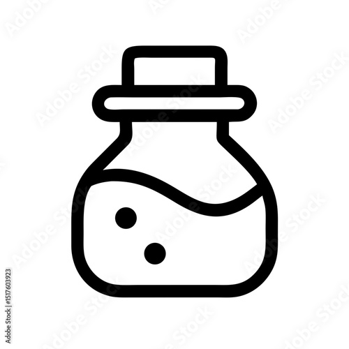 Isolated Potion Jar Icon with Fluid Design for Graphic Resources, Fantasy Themes, Illustrations, Labels, and Digital Content Creation  