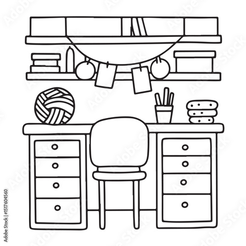 Hand drawn vector illustration, black & white design, Little corner bold & easy coloring book, Little corner bold & easy coloring pages, line art, coloring book, coloring pages, drawing book