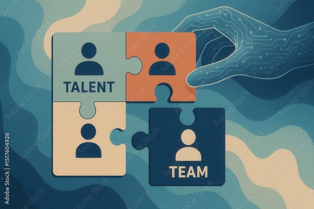 Naklejka premium Innovative connection of talent and team through artificial intelligence in human resource management