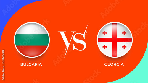 Bulgaria vs Georgia flag in circle for UEFA PRELIMINARY and sports banner. vector illustrator