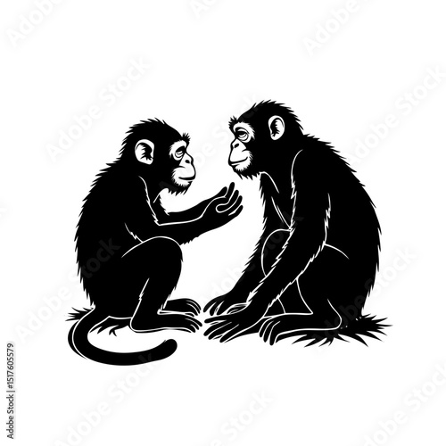 Illustration of monkey silhouette vector 