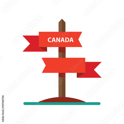 Canada signpost red banners travel destination
